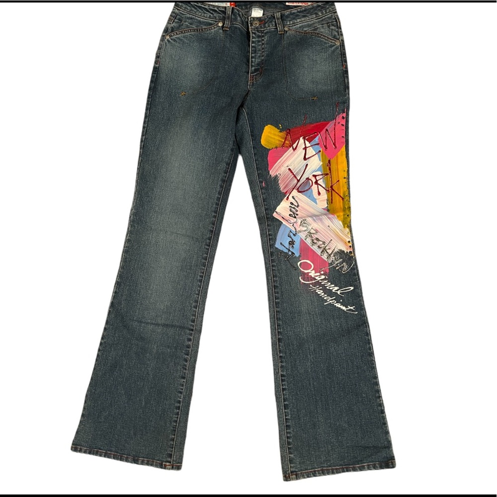 Vintage Graffiti hand painted expressive New York styled jeans 28x31”